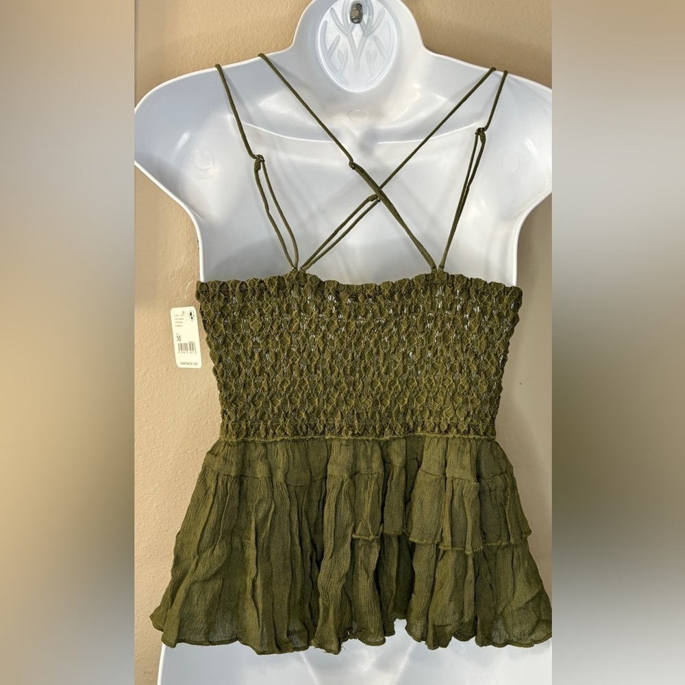 Free People Olive Green Lace Camisole size small - Picture 6 of 13